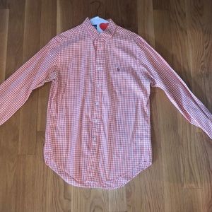 Ralph Lauren Button Down, Mens, Orange Checkered